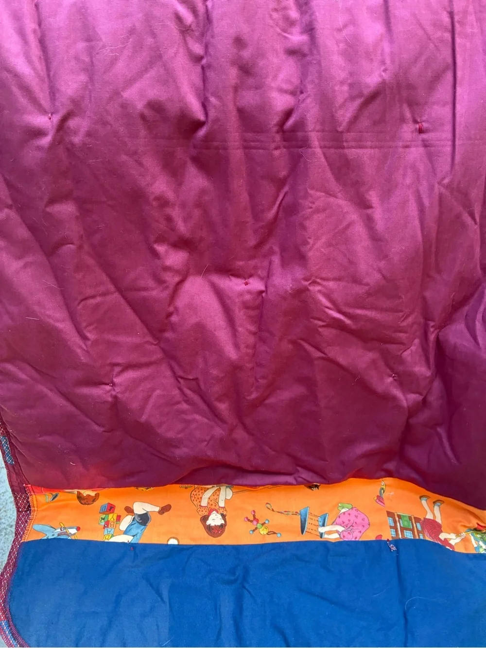 Vintage Handmade Patchwork Tied Quilt Kids Novelty Print 53x40